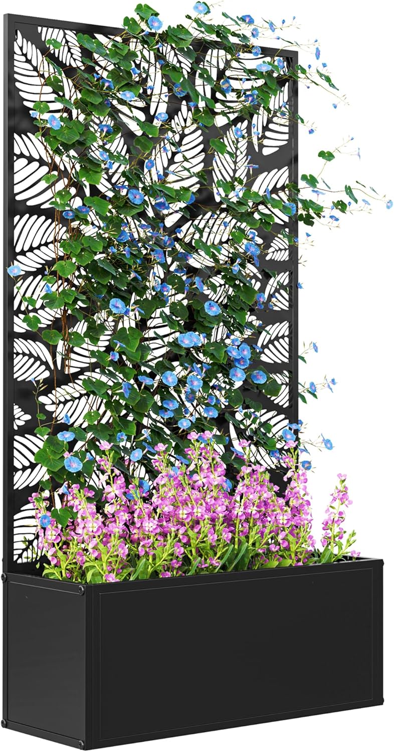 Flower Wall Panel - Fioriera Rialzata in Metallo con Spalliera