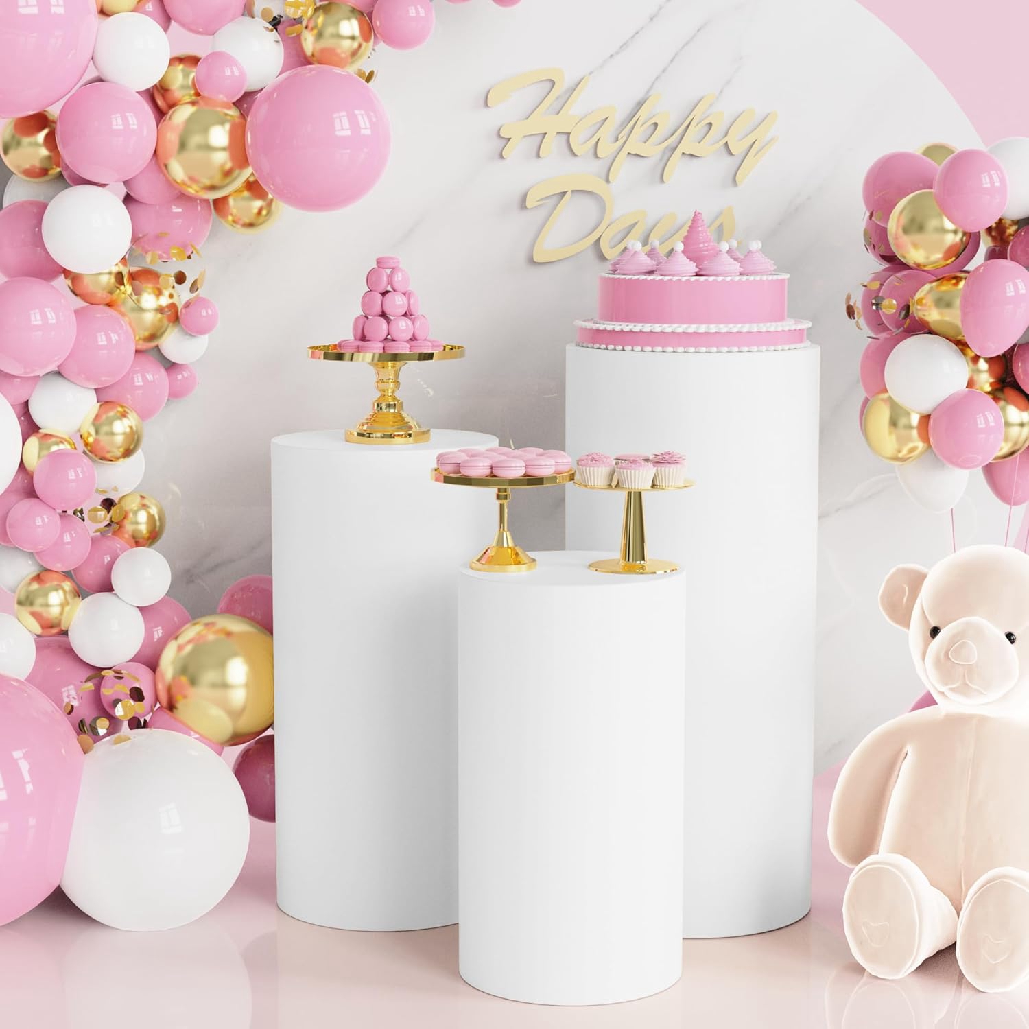 Dessert Table Backdrop - Yeele 1/3/5 Pezzi Copertura Cilindrica Bianca